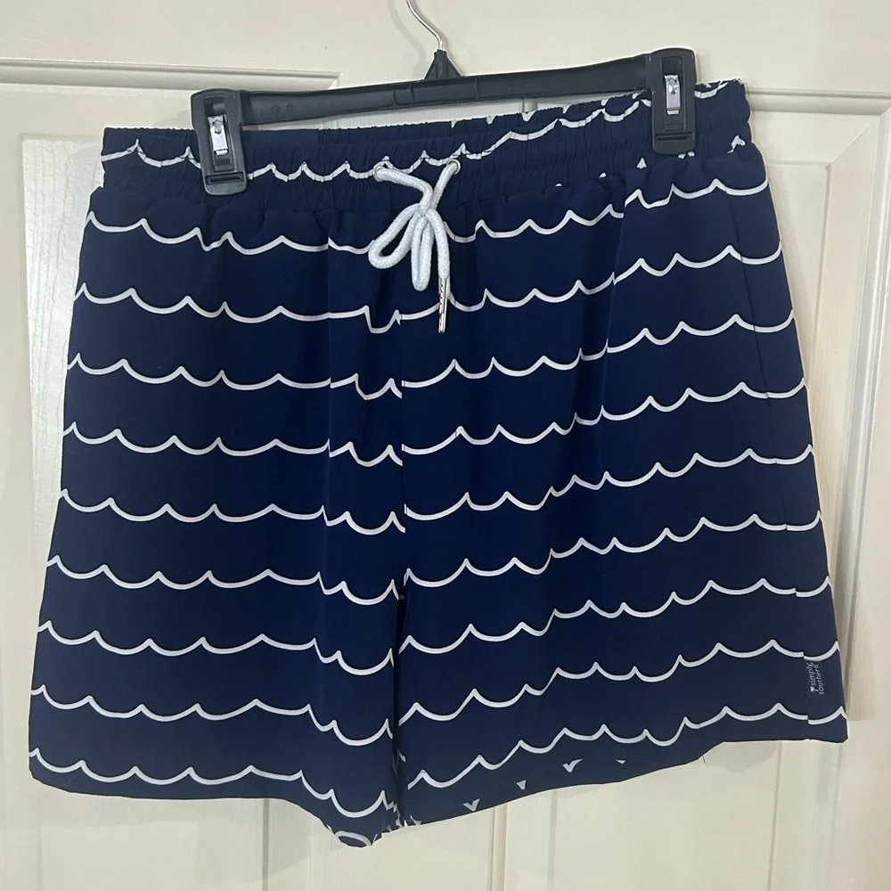 Simply Southern Swim Trunks Men's Large Blue Drawstring Mesh Lined 5” Inseam - Picture 2 of 9